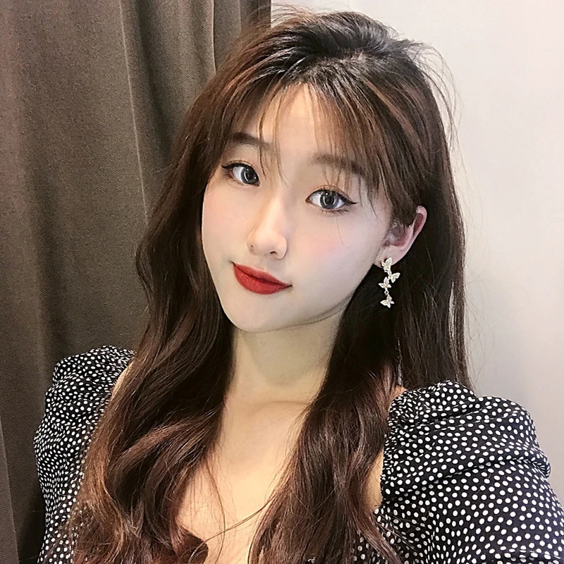 

Cute Rhinestone Butterfly Tassel Earrings Fashion Luxury S925 Silver Needle Stud Earrings Jewelry Wedding Party Gift Trend New