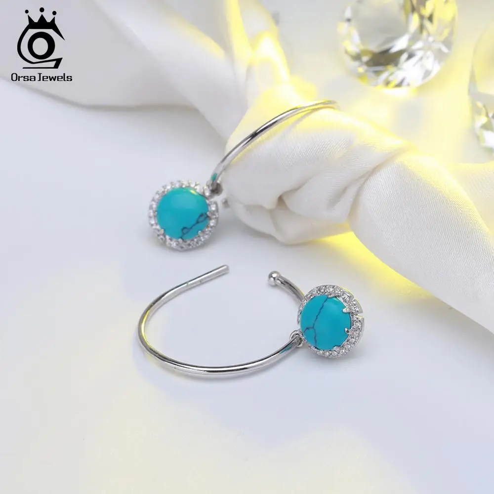 ORSA JEWELS 925 пробы серебряные женские висячие серьги четыре цвета модные ювелирные изделия паве Установка AAA кубический циркон трендовые серьги SE68