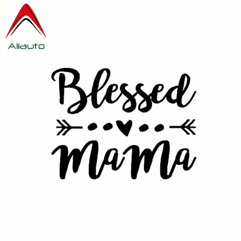 

Aliauto Cartoon Lovely Car Sticker Blessed Mama Arrow Vinyl Waterproof Sunscreen Anti-UV Reflective Decal Black/Silver,15cm*11cm