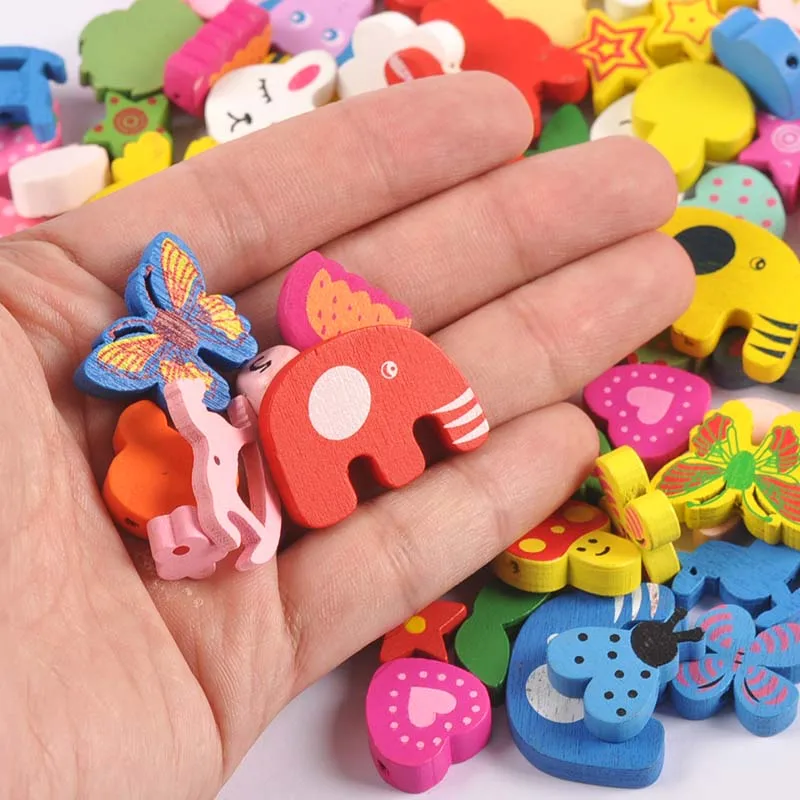 25 шт случайных миксов животных красочные деревянные бусины для украшений детей своими руками изготовления детского ожерелья деревянные украшения М2652.