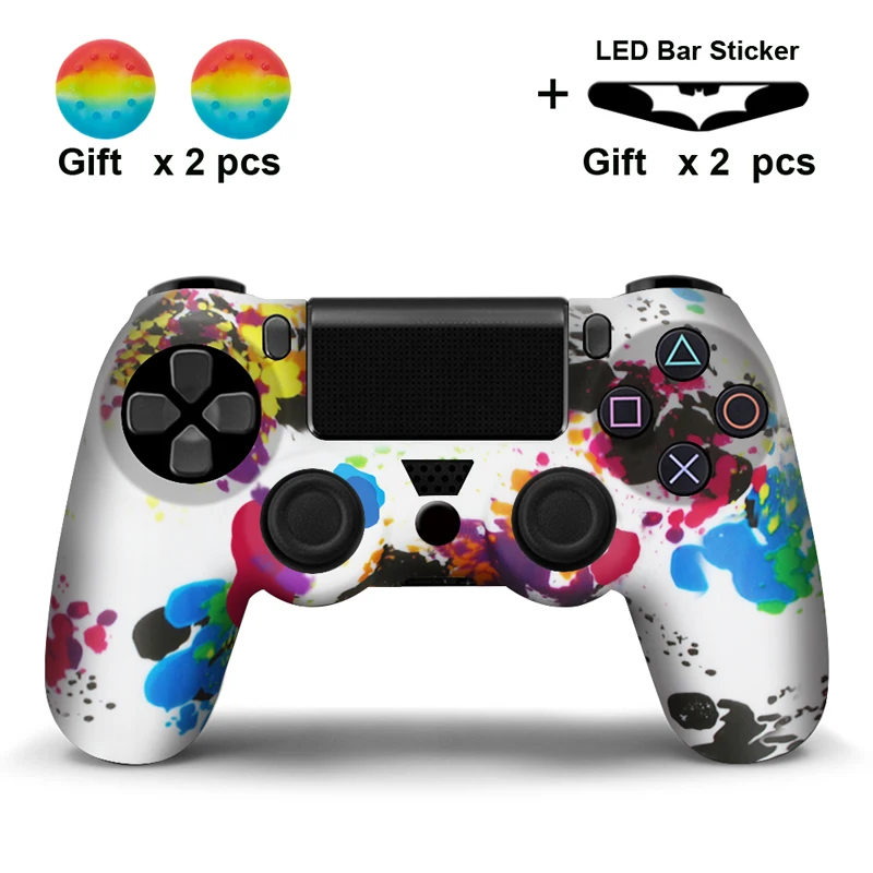 Rainbow Мягкий силиконовый резиновый кожаный чехол, гелевый защитный чехол для Playstation 4 для PS4 контроллера, камуфляжный стиль - Цвет: Rainbow