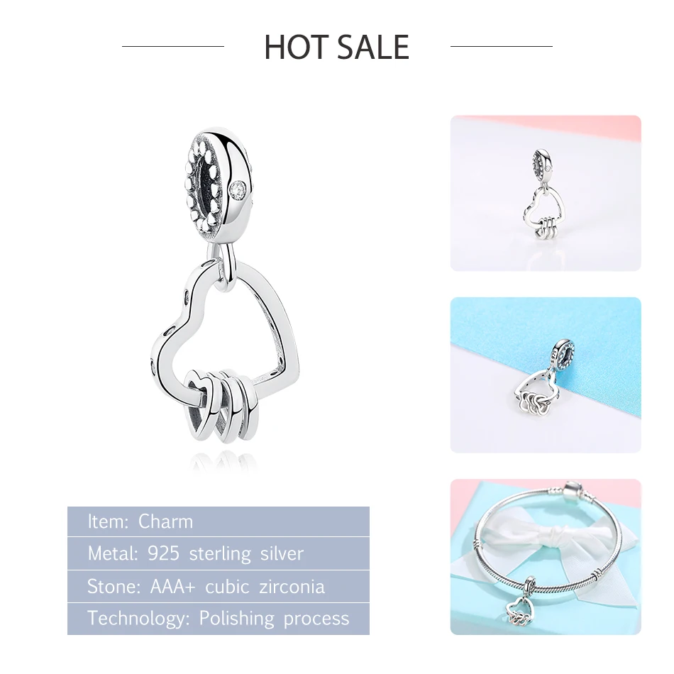 Подарок на день Святого Валентина подвеска-Шарм из стерлингового серебра 925