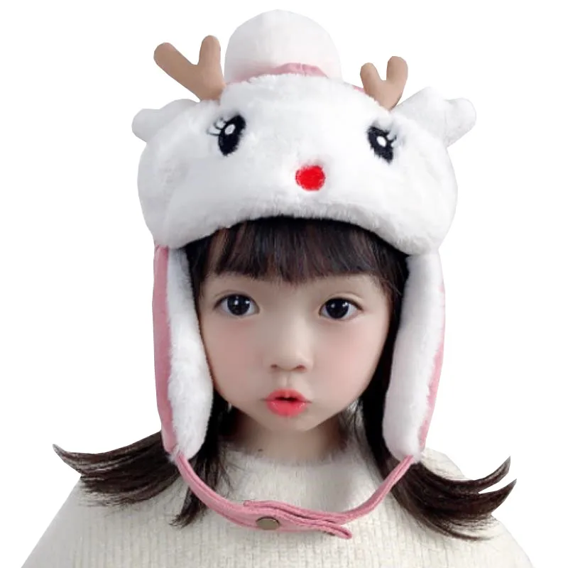 

Winter Chilren Hats with Earmuff Fashion Christmas deer Kids Cap Warm Children Hats for Girls Baby Boys Hat New Year Hat