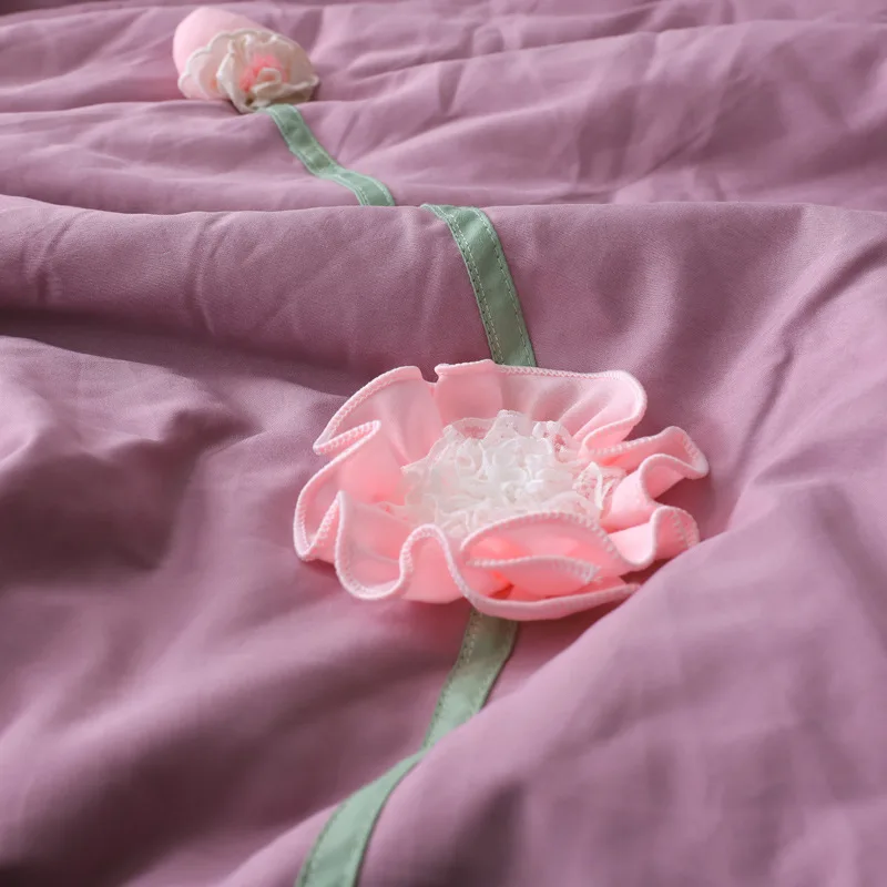 Летнее одеяло 4 шт. наволочка ручной работы с цветами листьями лотоса комфортное