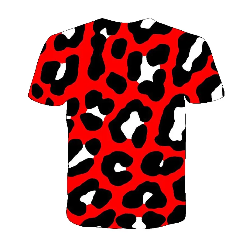 Футболка с леопардовым принтом для мужчин и женщин Детская футболка забавным