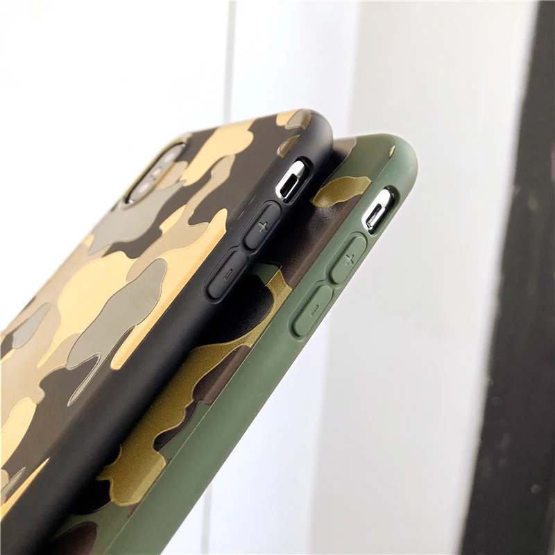 

Army Green Camouflage Case For iPhone 12 Mini 11 Pro SE 2020 X XR XS Max 6 6S 7 8 Plus Soft TPU Silicone Phone Case Back Cover