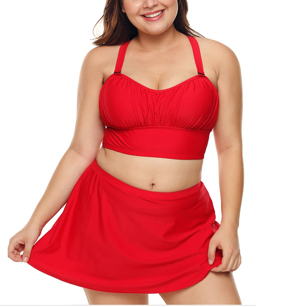 Женская одежда для плавания большие размеры винтажная пляжная 2 предмета топы +