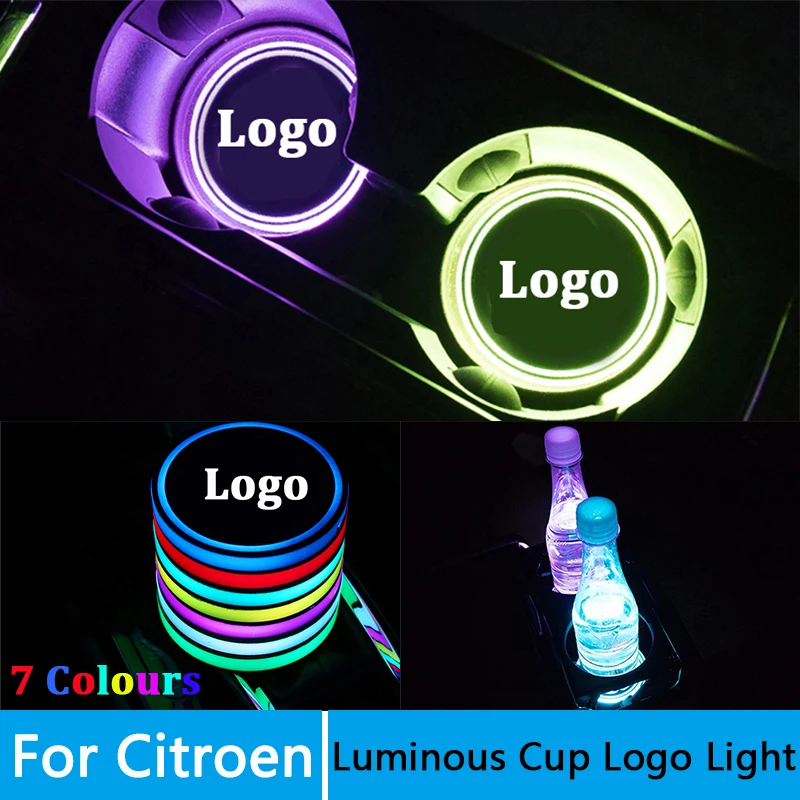 

2X Car LED Light Cup Holder Colorful Atmosphere Lights Drink Holder For Citroen c1 c2 c3 c4 c5 berlingo b9 xsara 1 2 DS3 DS4 DS