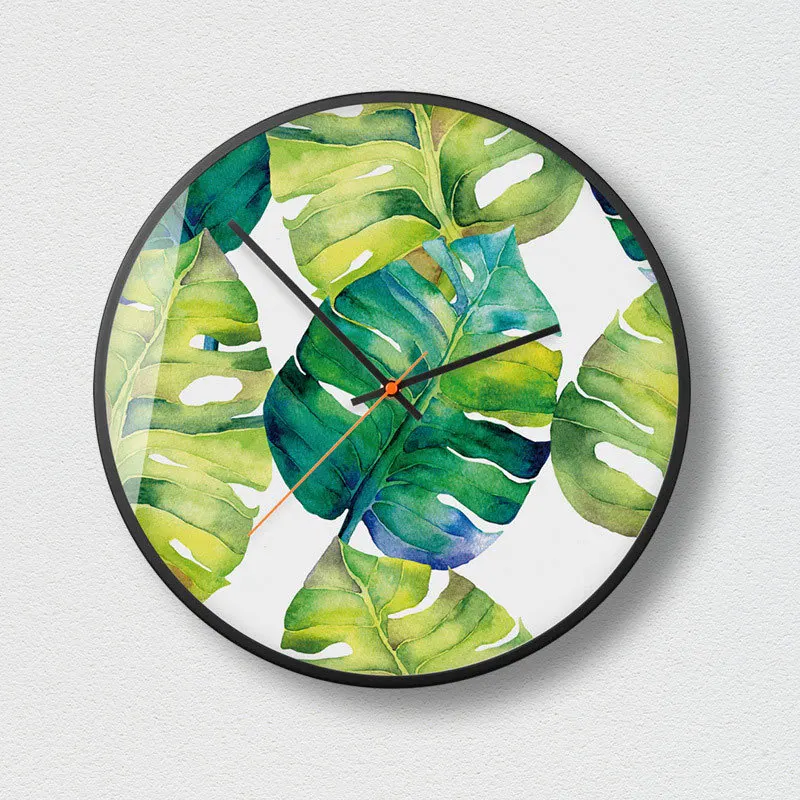 

Nordic Green Planting Wall Clock Creative Modern Simple Art Wall Clock Living Room Atmospheric Wall Clock Home Decor 50A069