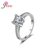 elegant simple 925 sterling silver wedding engagement finger jewelry for women girl fashion cubic zirconia rhinestone rings