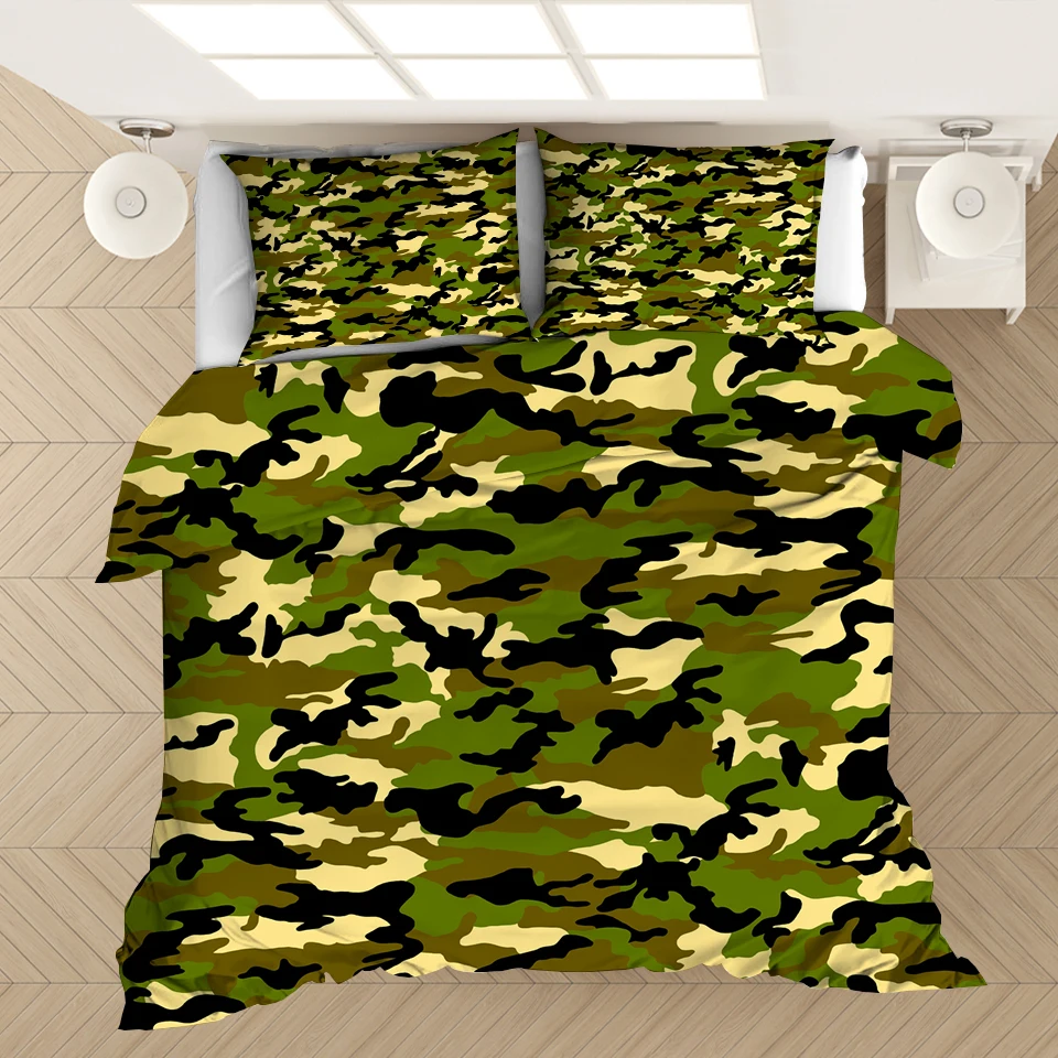 

Camouflage 3D Print Scenery Cool Comforter Bedding Set Duvet Covers Pillowcase Home Textile Queen King Size Adults Kids Bedroom