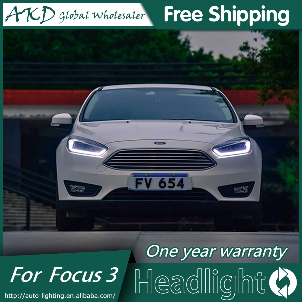 АКД стайлинга автомобилей для Ford Focus 3 светодиодный фары New2015 2018Focus DRL Bi Xenon