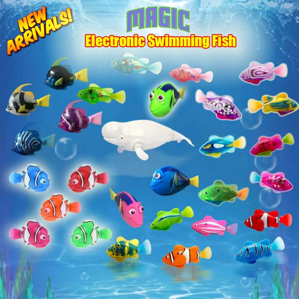 

1pcs Electric fish swimming electronic pet fish simulation magic light sensor clown fish playing in water bath toys