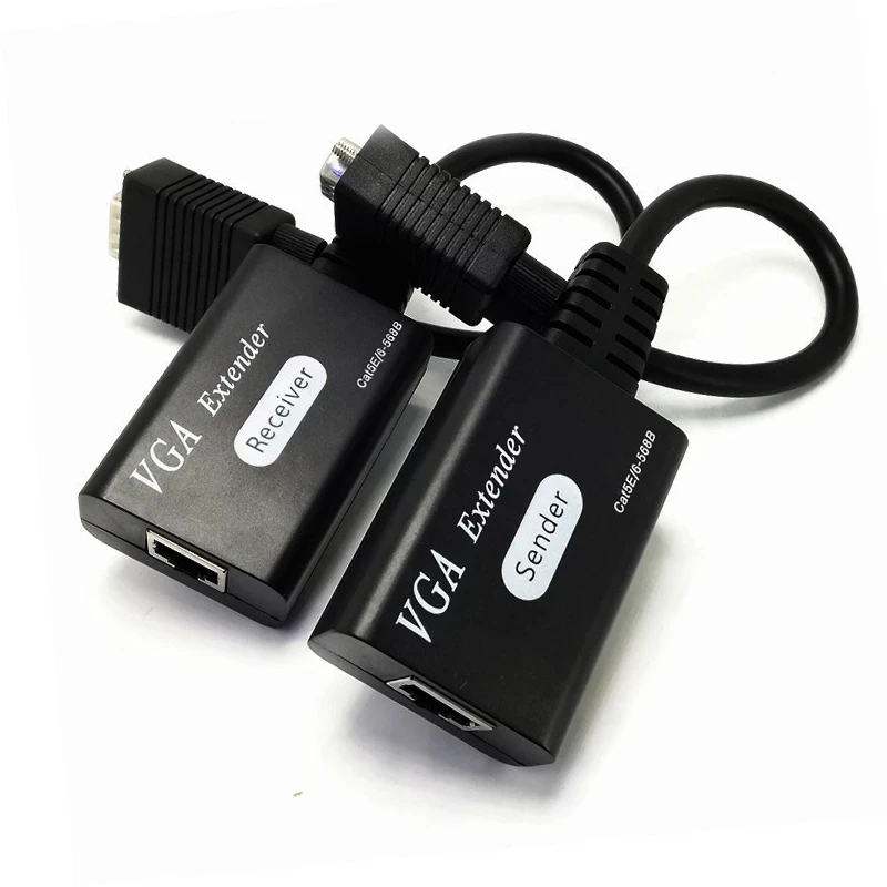 Переходник удлинитель VGA к RJ45 Кабель адаптер для приемника до 60 м сигнала CAT6/5E 568B