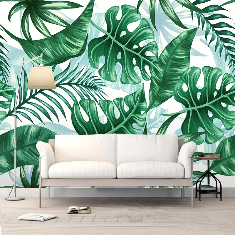 

Custom 3D Papel De Pared Photo Wallpaper Plant Green Leaves Decor Wall Painting Pastoral Living Room Bedroom TV Background Mural