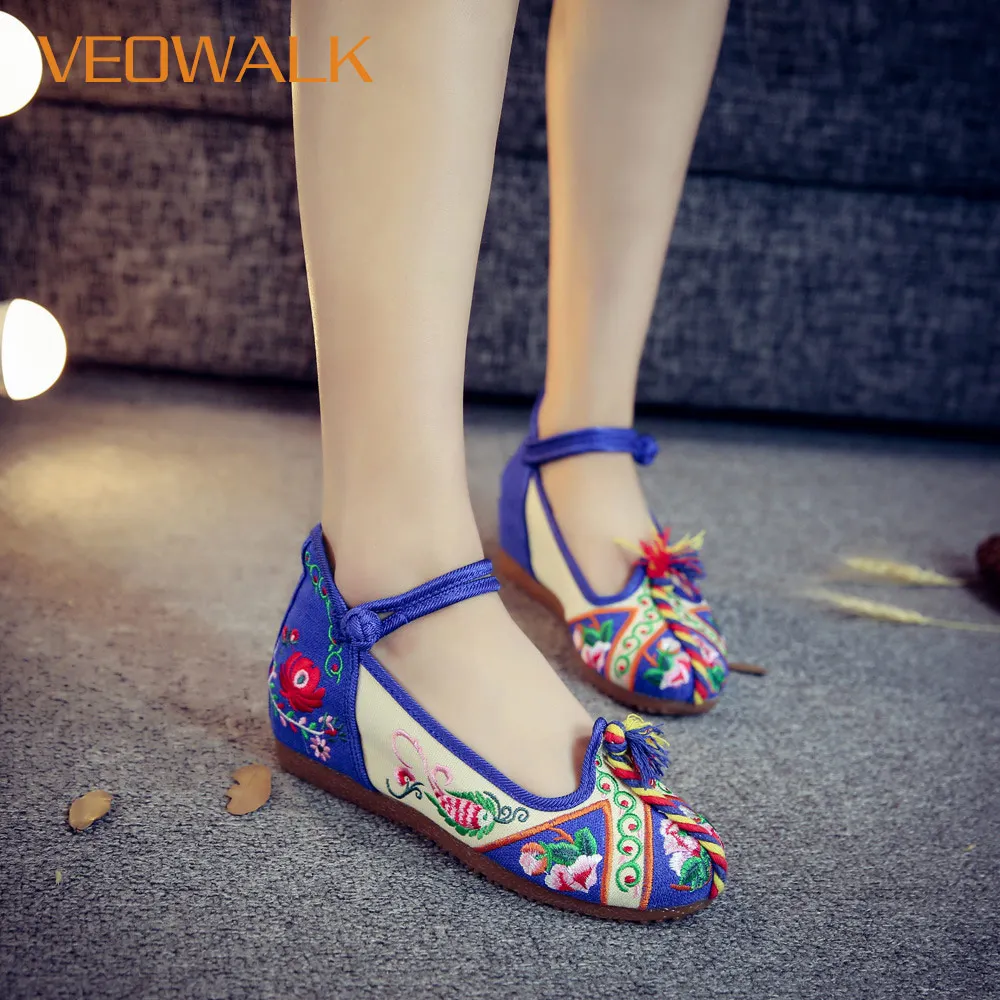 Женские парусиновые балетки Veowalk винтажные в китайском стиле с цветочной
