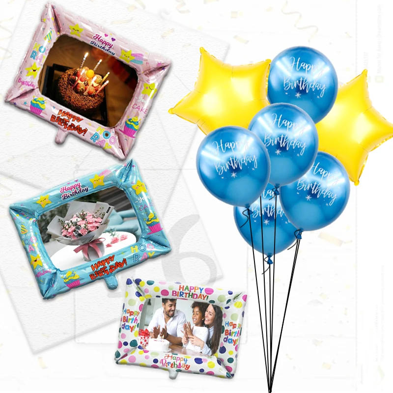 День рождения Photo Booth Фольга воздушные шары с днем фоторамка Globos реквизит для