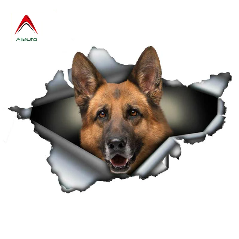 

Aliauto 3D German Shepherd Car Sticker Torn Metal Decal Reflective Stickers Window Car Bumper Decoration Pet Decal,13cm*8cm