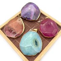 natural stone pendant necklace irregular shaped blue gem agate pendant personality fashion handicraft necklace accessories