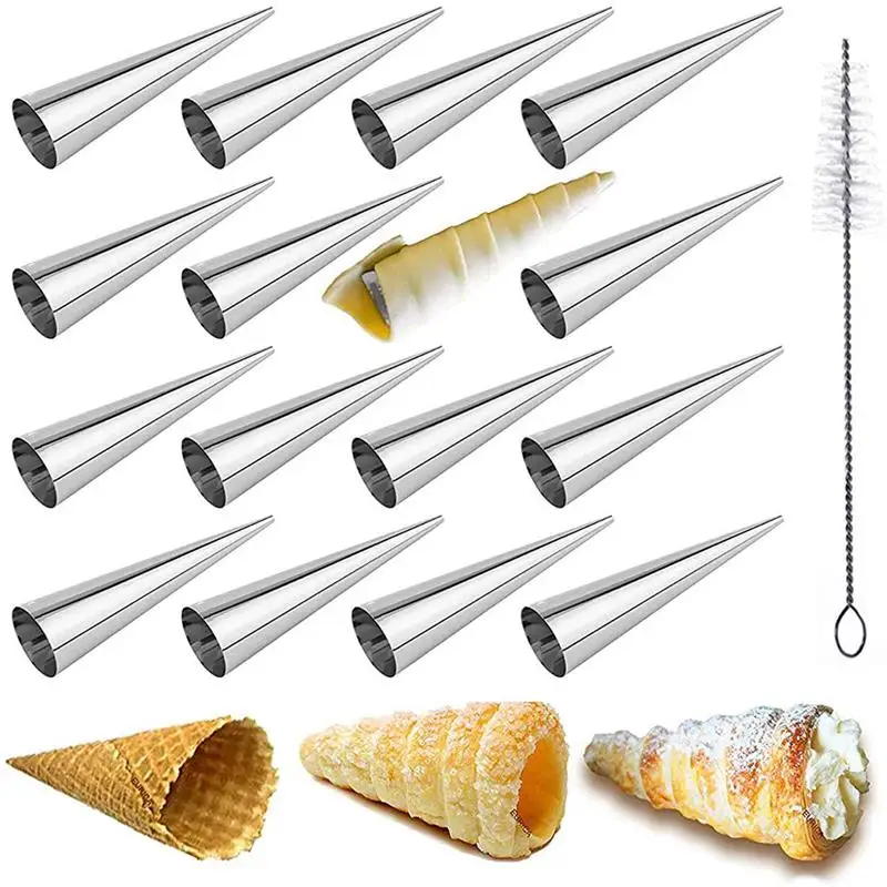 

16Pcs Stainless Steel Cream Horn Molds Set Filled Dessert Pastry Cone Metal Forms Baking Tools форма для выпечки Cake Mold молды