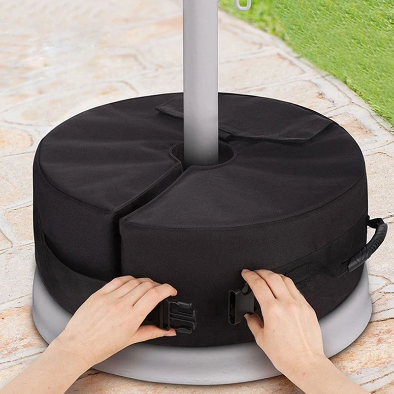 

Outdoor Strong Black Camping Beach Party Weight Bag Umbrella Base Firm Weight Bags Empty Round Patio Sunshade Gravity Base