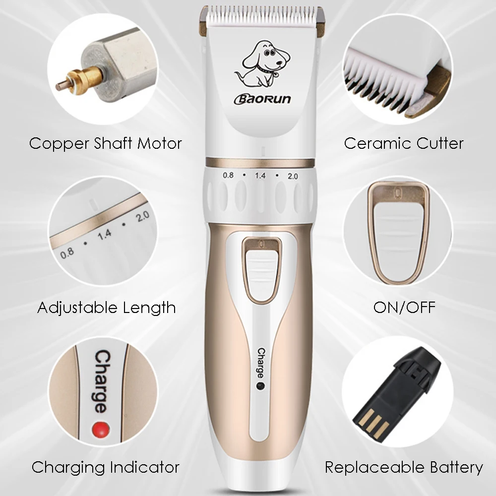 Машинка для груминга собак и кошек Baorun профессиональный триммер шерсти домашних