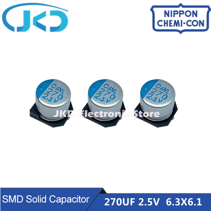 

Конденсатор NCC 100 мкФ 270 V 6.3X6.1mm SMD 2,5 в мкФ для материнской платы VGA Low ESR NIPPON CHEMI CON 270UF2.5V, 20 шт./шт.