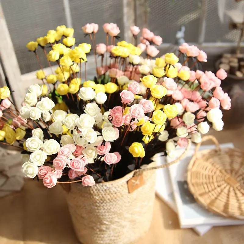 

15 Heads 50CM PE Material Small Roses Artificial Flowers Wholesale Fake Flowers Wedding Decoration Home Furnishing