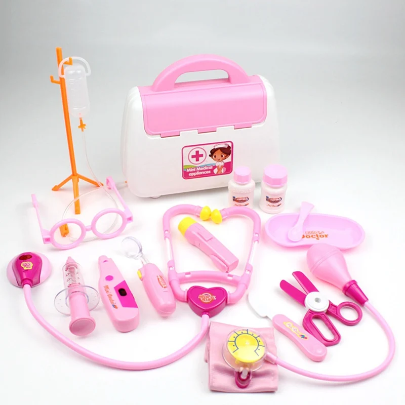 

Baby Boy Girl Play Heartbeat Light Stethoscope Doctor Injection Toy Children Simulation Doctor Toy Bag Medicine Box Gift