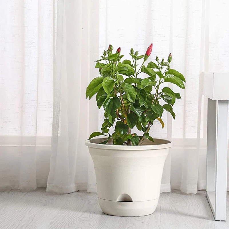 

8 Pcs 7.5 Inch Automatic Watering Flower Pot with Tray, 4 Automatic Watering Flower Pots (Milky & Blue)