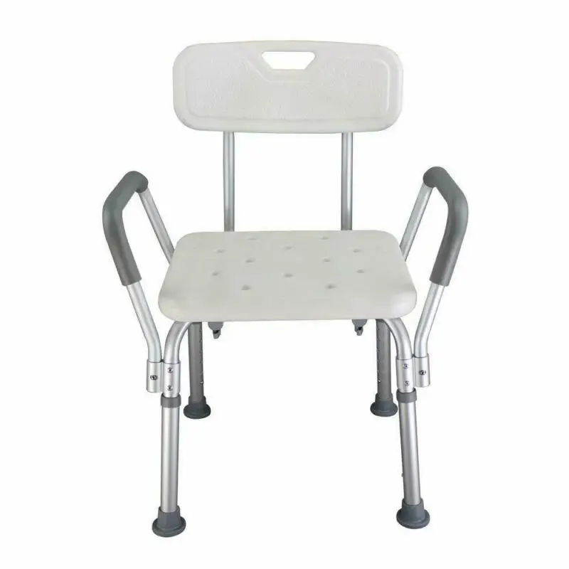 

Adjustable Medical Shower Chair Bath Bench Bath Seat Stool Armrest Back White