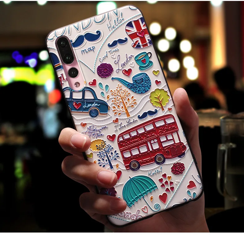 3D рельефный чехол для Huawei P40 P30 P20 Lite Pro Nova 5T 4 3e Honor коврики 30 20 20X 10 V20 V10 9 V9