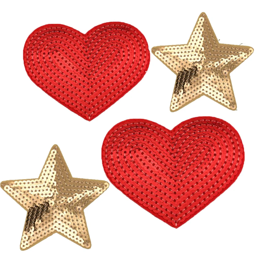 Комплект из 2 предметов с блестками красный любовь сердце звезды аппликация