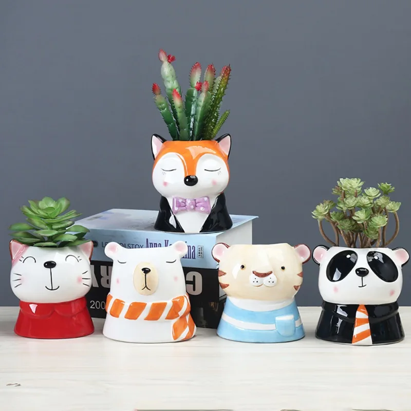 

Cute Animal Ceramic Flower Pots Small Cartoon Planter Succulent Plants Bonsai Cactus Garden Pots Planter Pot Desk Decor