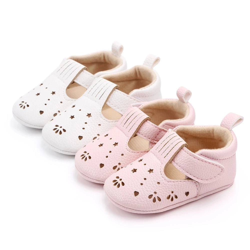 

2021 Princess Infant Shoes Breathable Hollow First Walker Soft Sole Moccasins Shoes Little Girl Prewalker Shoes Baby Girl Shoes