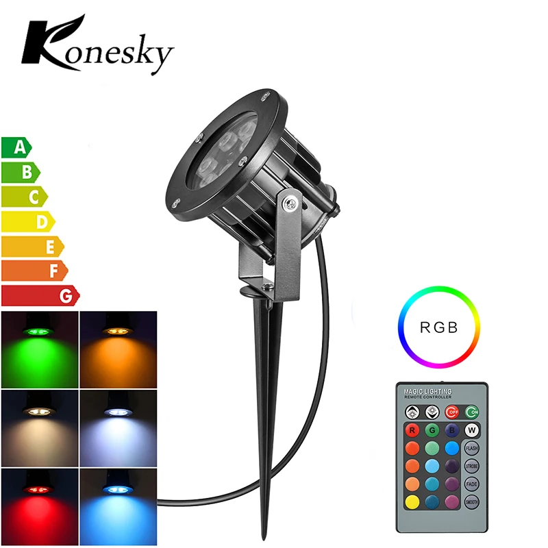 Водонепроницаемый 6/8/12 Вт RGB LED лужайка сад прожектор ярд светильник для дорожки