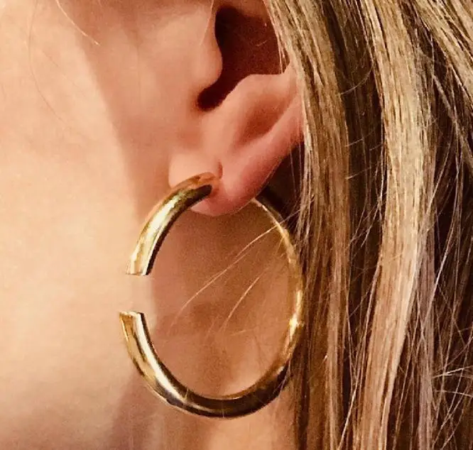 

Woman Circle Gold Titanium No Fade Off Earrings