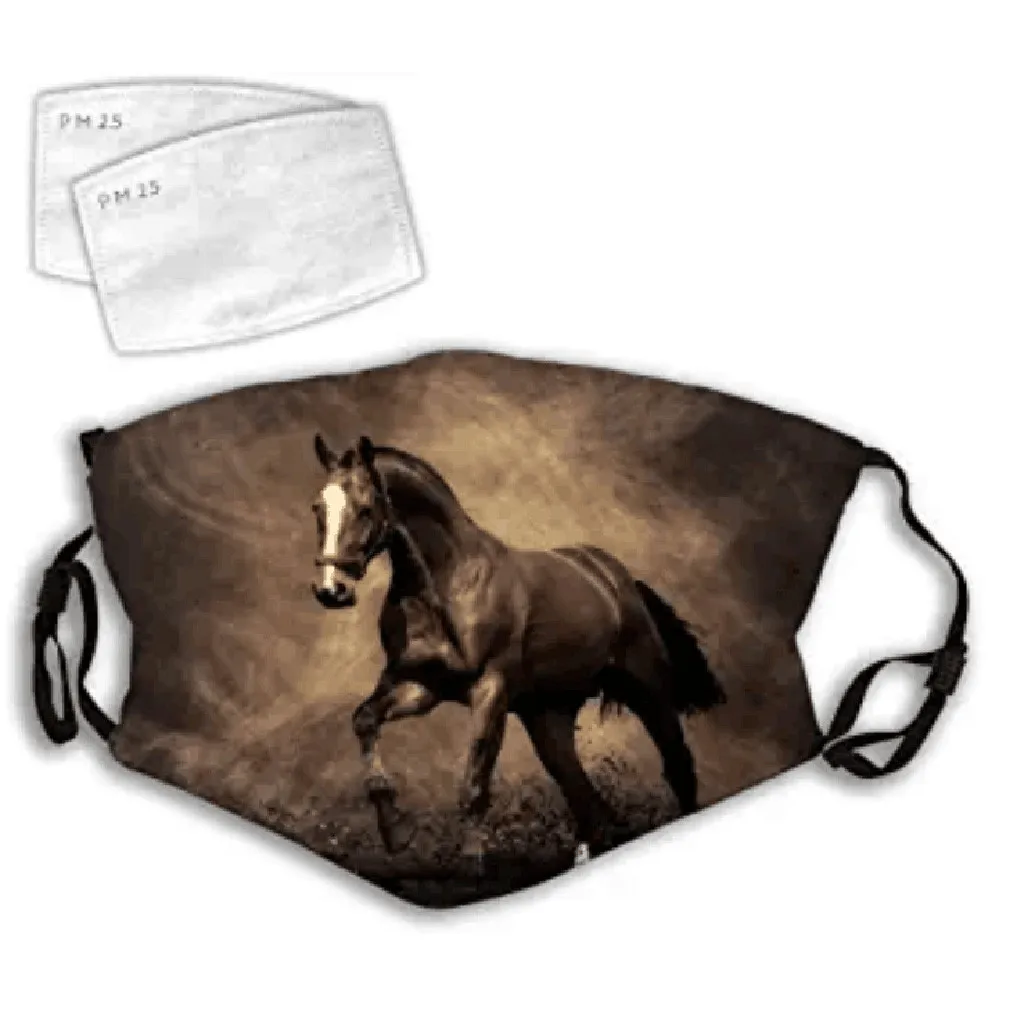 Забавная маска для лица с принтом лошадей женщин и мужчин защитная PM2.5 рта от пыли