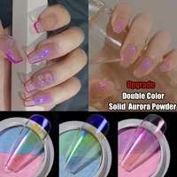 double color solid aurora nail powders transparent holographic neon nail glitters chameleon powder dust chrome nail art pigments