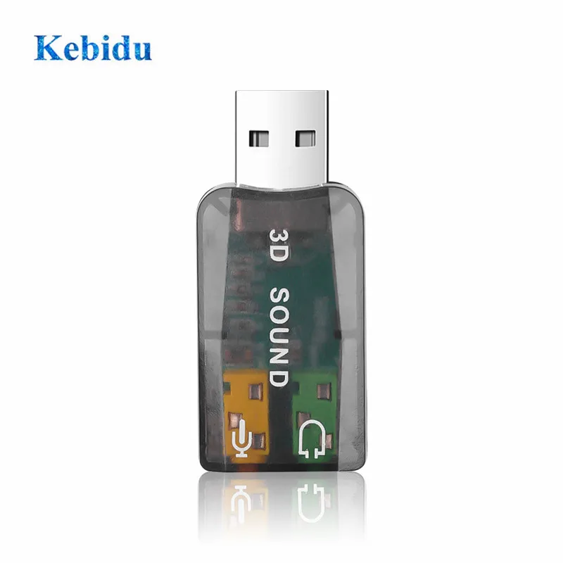 Горячая внешняя звуковая карта kebidu 3D USB 5 1 канальный адаптер звуковой карты 3 мм