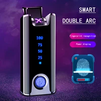 real fingerprint touch dual arc usb charging lighter metal battery power display fast charging lighter