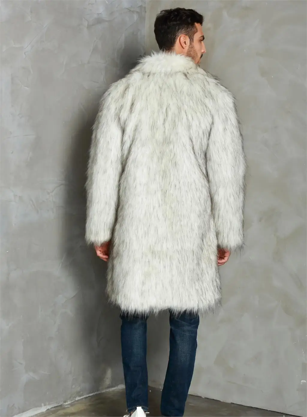 2019 Новое мужское длинное пальто с квадратным воротником из искусственного меха