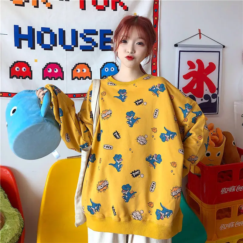 

SOUGEN Women Sweatshirt Harajuku Oversize Women Fashion Long Sleeve Cartoon Print Street Wear Winter Top