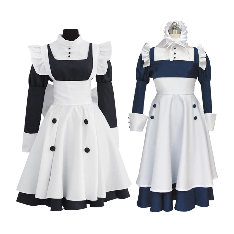 

Anime Black Butler Maid Kuroshitsuji Mey Rin Costume Woman Cosplay Clothes Dress + Apron For Halloween Party Uniform Suits