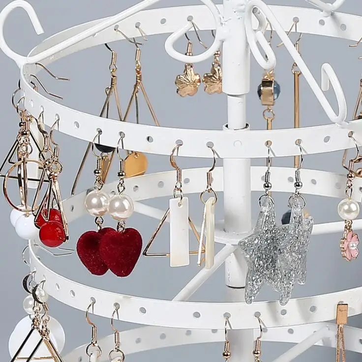 Модный 4-х слойный металлический держатель вращающийся на органайзер для сережек