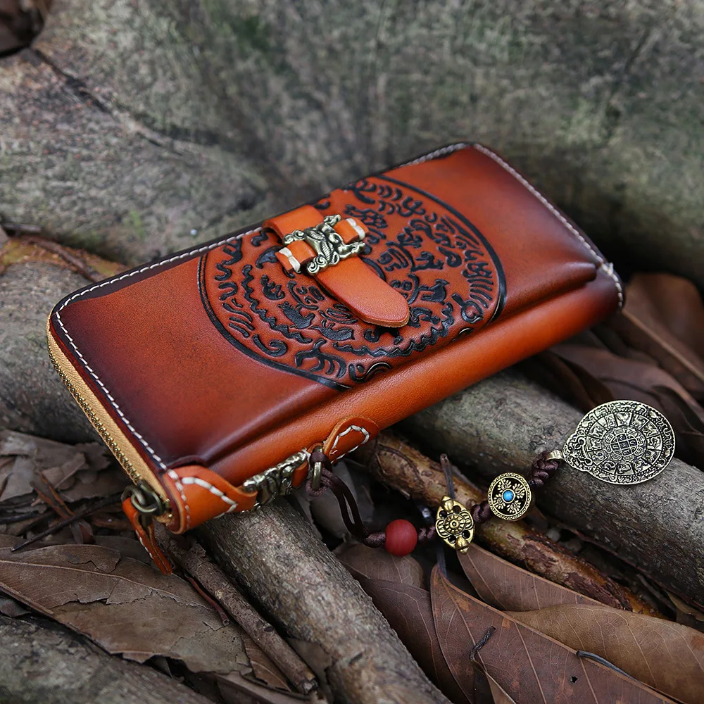

Men's and women's leather wallet, nine palace handover national style wallet, middle-aged wallet
