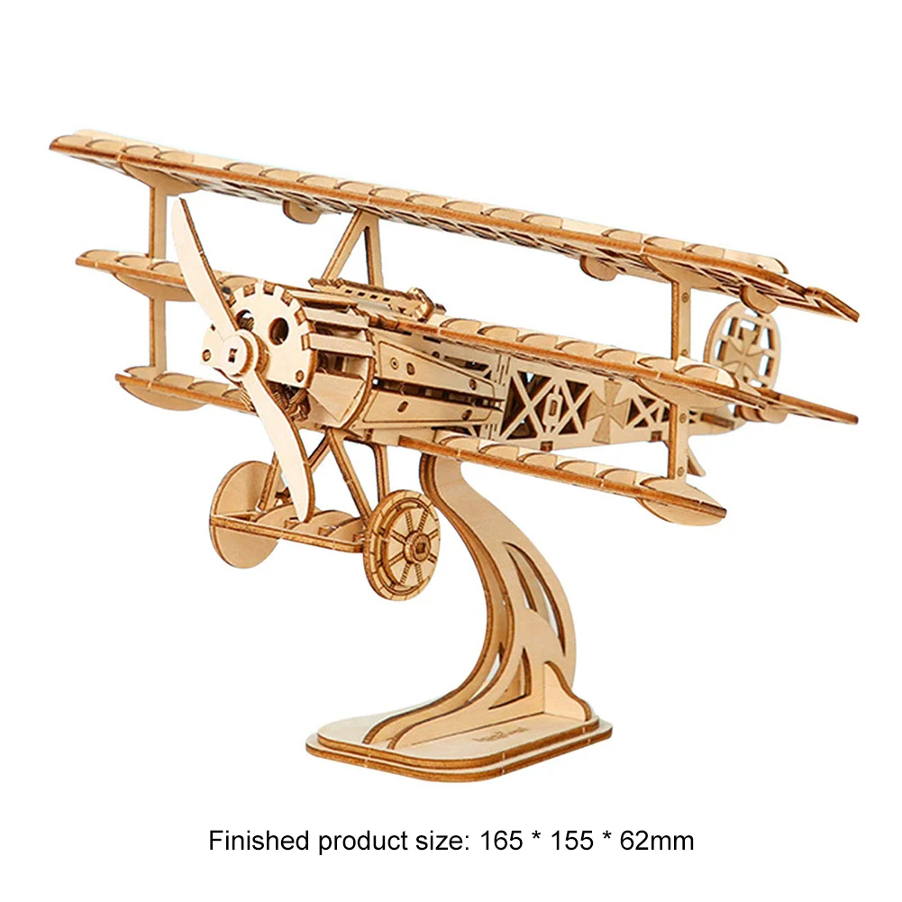 

145pcs Wooden 3D Retro Airplane Jigsaw Mechanical Model Puzzle Assembly Toy High-quality Environmentally Wooden Puzzle
