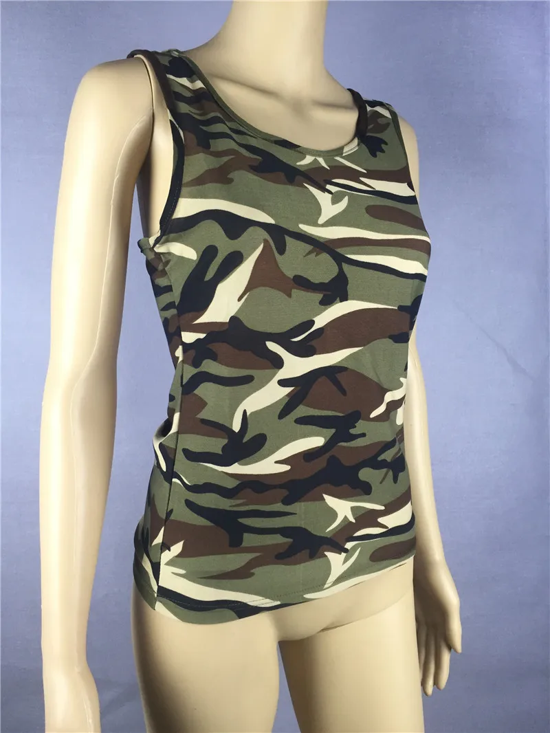 

Summer New Camouflage Fashion Cotton Tops Female 2021 All-Match Sleeveless Vest T-Shirt Women Hot Casual Backless Tank Top