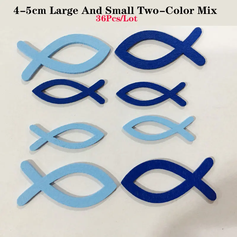 36 шт./лот большая и маленькая двухцветная Смешанная деревянная форма рыбы с