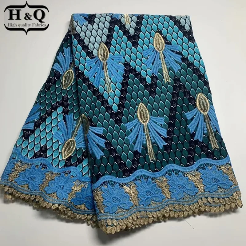 

H&Q latest 6 yards wax african batik lace fabric 2021 high quality embroidery nigerian guipure laces water soluble fabrics H0107